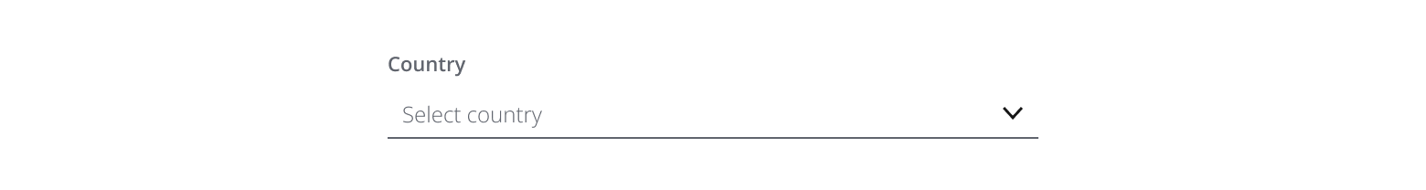 Example showing a Select country dropdown
